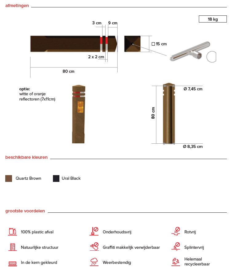 Diamantkoppaal recycle wegneembaar technische tekening wegneembare afzetpaal - diamantkoppaal technische fiche